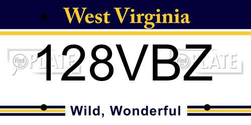 128VBZ West Virginia License Plate