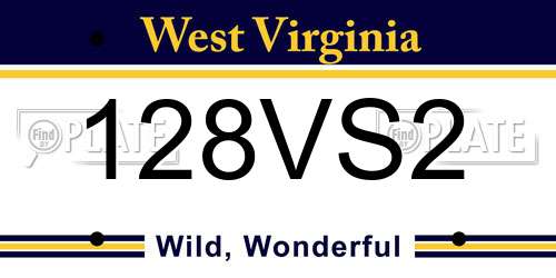 128VS2 West Virginia License Plate