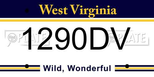 1290DV West Virginia License Plate