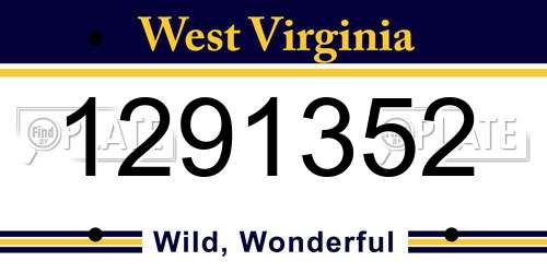 1291352 West Virginia License Plate
