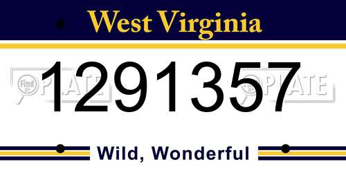 1291357 West Virginia License Plate