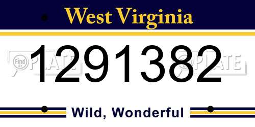 1291382 West Virginia License Plate