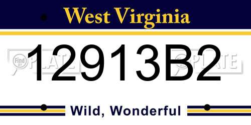 12913B2 West Virginia License Plate