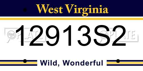 12913S2 West Virginia License Plate