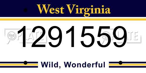 1291559 West Virginia License Plate