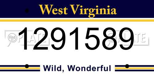 1291589 West Virginia License Plate