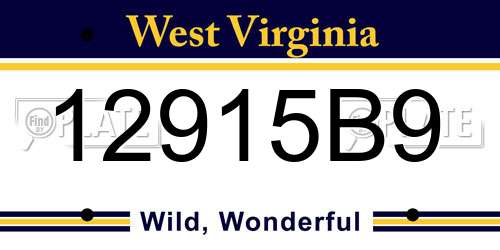 12915B9 West Virginia License Plate
