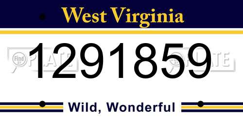 1291859 West Virginia License Plate