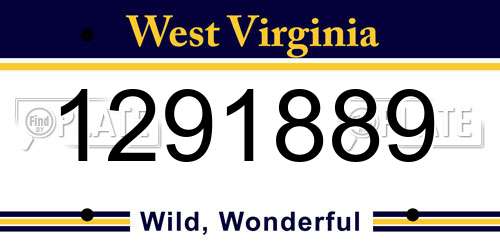 1291889 West Virginia License Plate