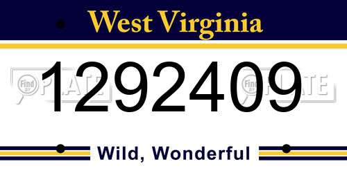 1292409 West Virginia License Plate
