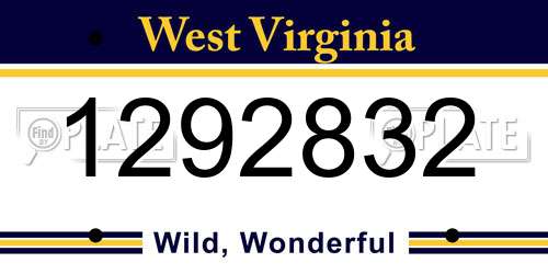 1292832 West Virginia License Plate