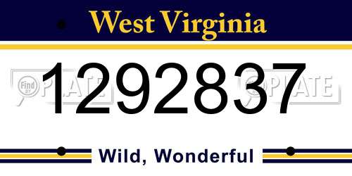 1292837 West Virginia License Plate