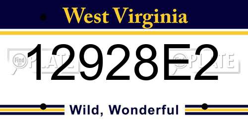 12928E2 West Virginia License Plate