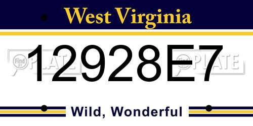 12928E7 West Virginia License Plate