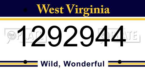1292944 West Virginia License Plate