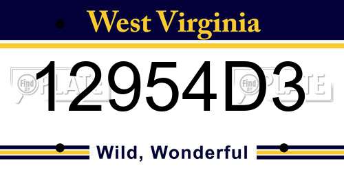 12954D3 West Virginia License Plate