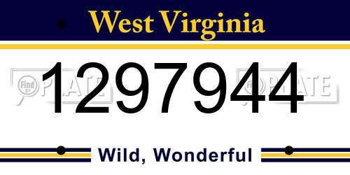 1297944 West Virginia License Plate