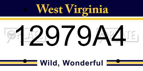 12979A4 West Virginia License Plate