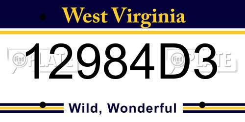 12984D3 West Virginia License Plate