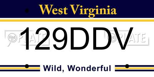 129DDV West Virginia License Plate
