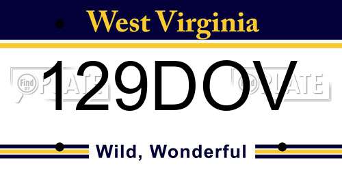 129DOV West Virginia License Plate