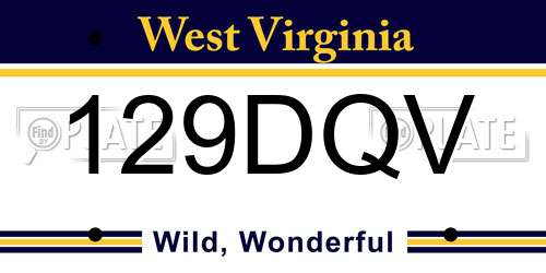 129DQV West Virginia License Plate