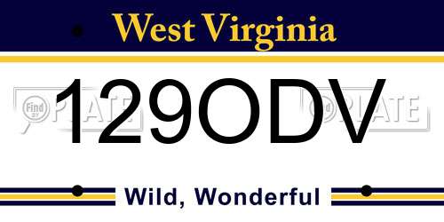 129ODV West Virginia License Plate