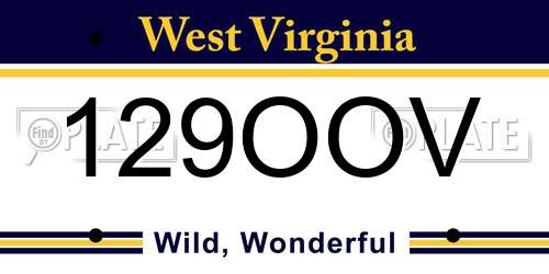 129OOV West Virginia License Plate