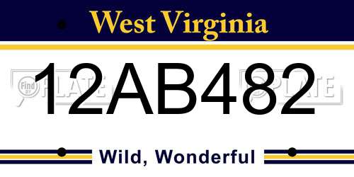 12AB482 West Virginia License Plate