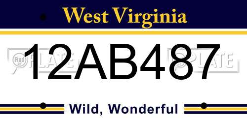 12AB487 West Virginia License Plate