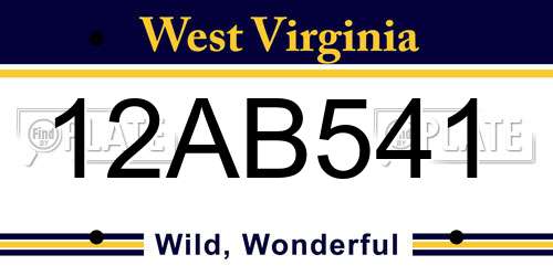 12AB541 West Virginia License Plate