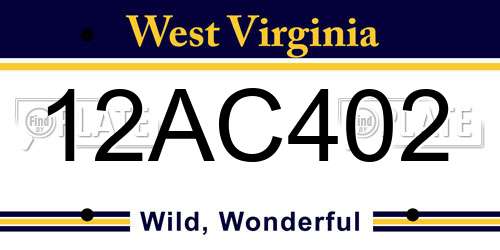 12AC402 West Virginia License Plate