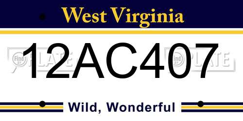 12AC407 West Virginia License Plate