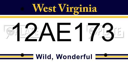12AE173 West Virginia License Plate