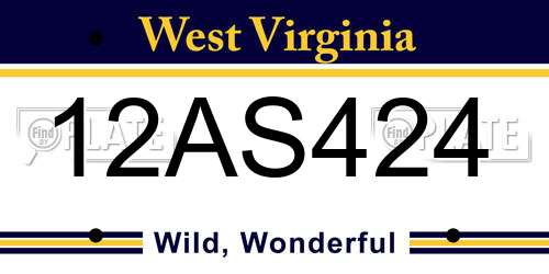 12AS424 West Virginia License Plate