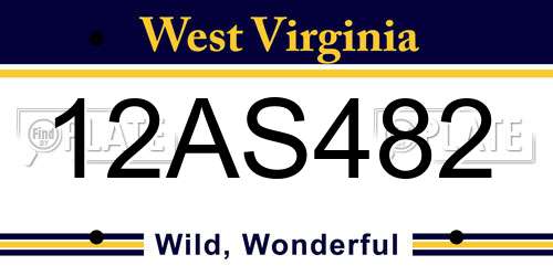 12AS482 West Virginia License Plate