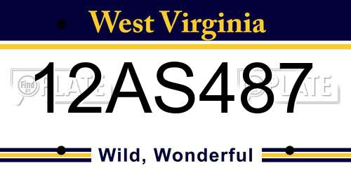 12AS487 West Virginia License Plate