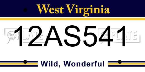 12AS541 West Virginia License Plate