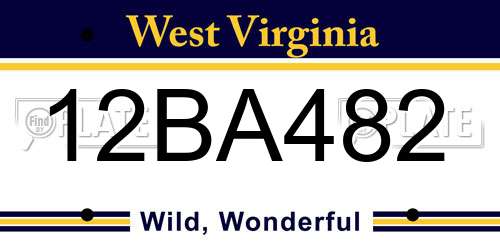 12BA482 West Virginia License Plate