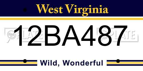 12BA487 West Virginia License Plate