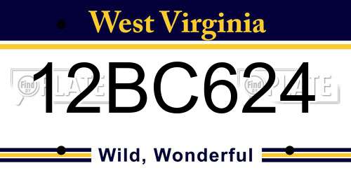 12BC624 West Virginia License Plate
