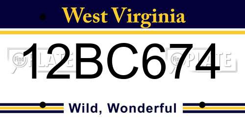 12BC674 West Virginia License Plate
