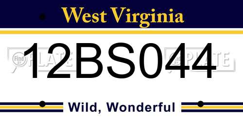 12BS044 West Virginia License Plate