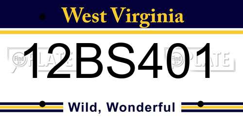 12BS401 West Virginia License Plate