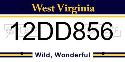 12DD856 West Virginia License Plate