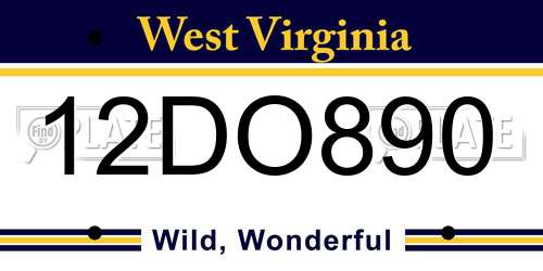 12DO890 West Virginia License Plate