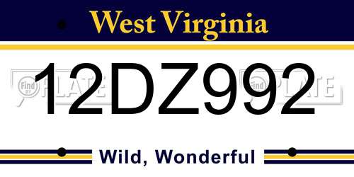 12DZ992 West Virginia License Plate