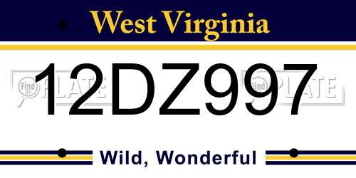 12DZ997 West Virginia License Plate
