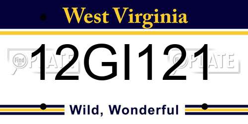 12GI121 West Virginia License Plate
