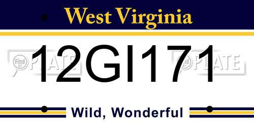 12GI171 West Virginia License Plate
